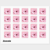 Roze Cosmos Bloem Bruiloftsscript Ontwerp Vierkante Sticker (Vel)