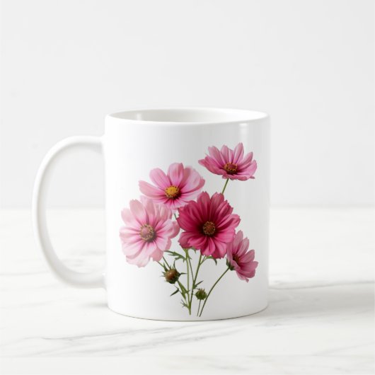 Roze Cosmos Bloemen-23456 Koffiemok (Links)
