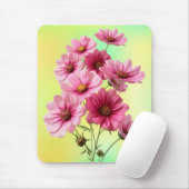 Roze Cosmos Bloemen-23456 Muismat (Met muis)