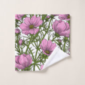 Roze Cosmos bloemen Bad Handdoek (Wasdoekje)