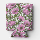 Roze Cosmos bloemen Blikjeskoeler (Achterkant)