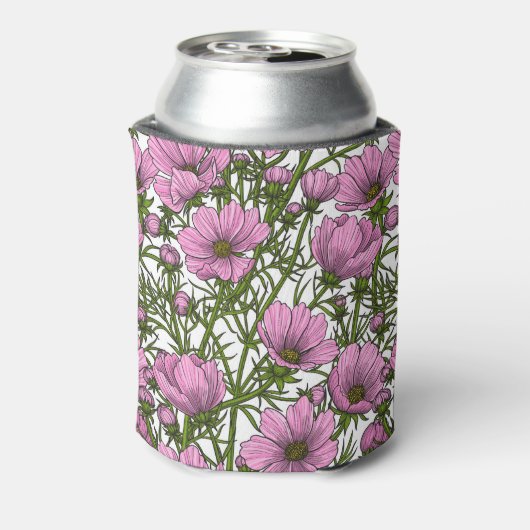 Roze Cosmos bloemen Blikjeskoeler (Blikje Achterkant)