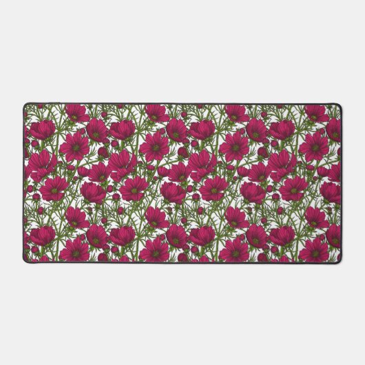 Roze Cosmos bloemen Bureaumat (Voorkant)