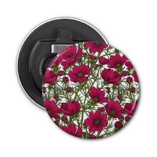 Roze Cosmos bloemen Button Flesopener