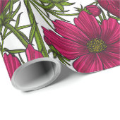 Roze Cosmos bloemen Cadeaupapier (Rol Hoek)