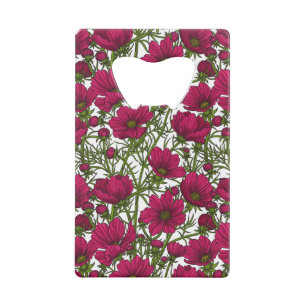 Roze Cosmos bloemen Creditkaart Flessenopener