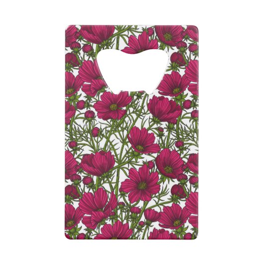 Roze Cosmos bloemen Creditkaart Flessenopener (Voorkant)