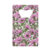 Roze Cosmos bloemen Creditkaart Flessenopener (Achterkant)