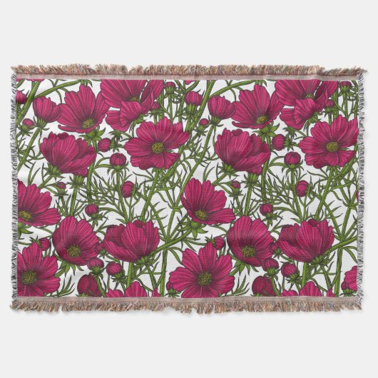 Roze Cosmos bloemen Deken (Voorkant)
