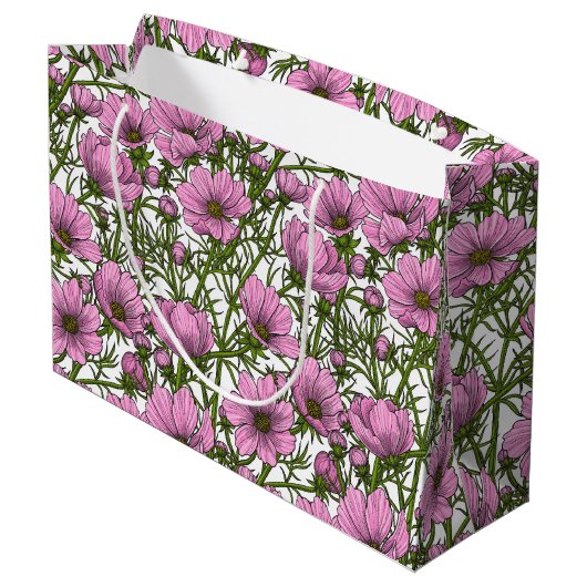 Roze Cosmos bloemen Groot Cadeauzakje (Achterkant Gekanteld)