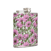 Roze Cosmos bloemen Heupfles (Rechts)