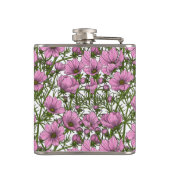 Roze Cosmos bloemen Heupfles (Achterkant)