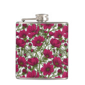 Roze Cosmos bloemen Heupfles (Voorkant)