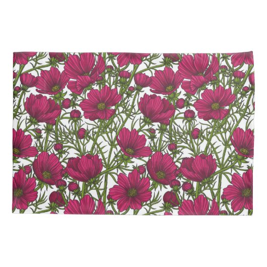 Roze Cosmos bloemen Kussensloop (Achterkant)