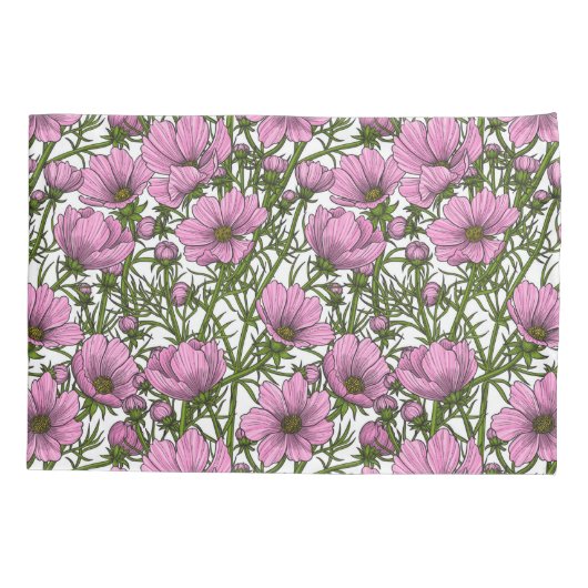 Roze Cosmos bloemen Kussensloop (Achterkant)