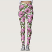 Roze Cosmos bloemen Leggings (Voorkant)