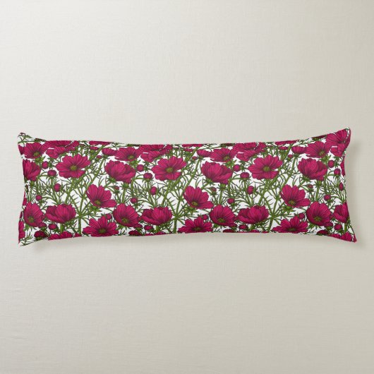 Roze Cosmos bloemen Lichaamskussen (Achterkant)