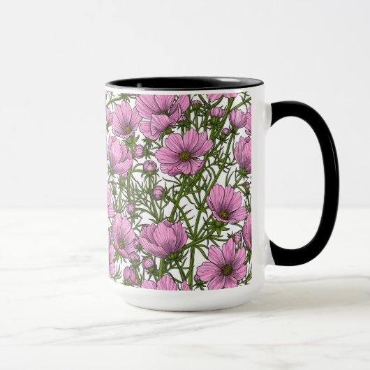 Roze Cosmos bloemen Mok (Rechts)