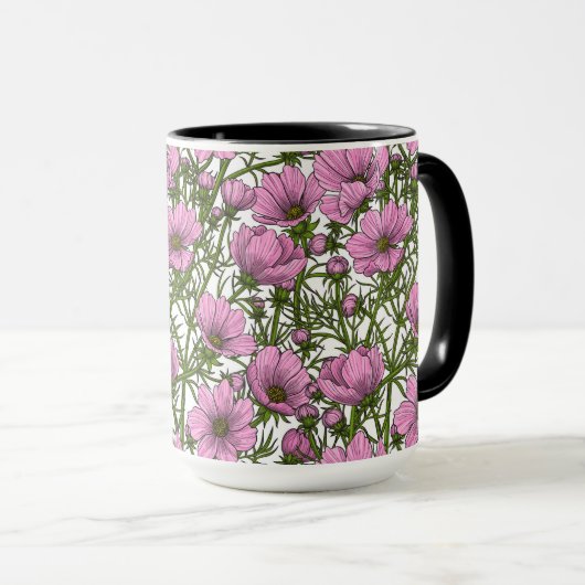 Roze Cosmos bloemen Mok (Voorkant rechts)
