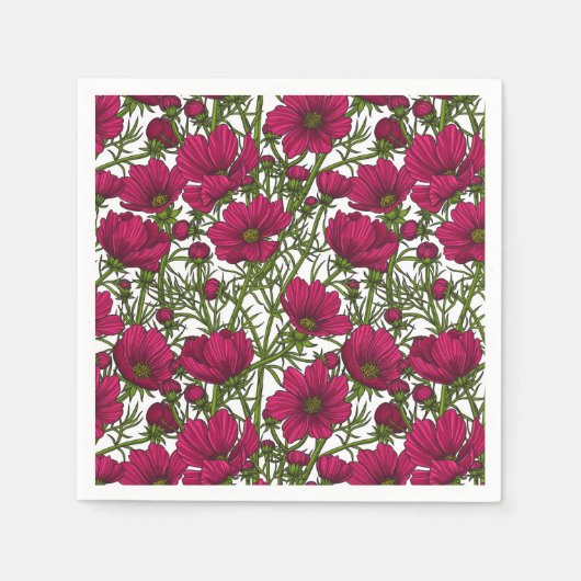 Roze Cosmos bloemen Servet (Voorkant)