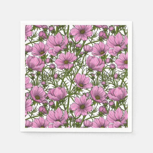 Roze Cosmos bloemen Servet (Voorkant)