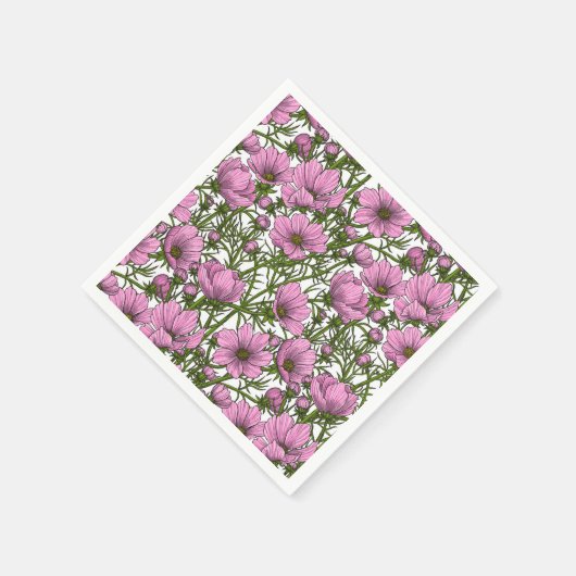 Roze Cosmos bloemen Servet (Hoek)