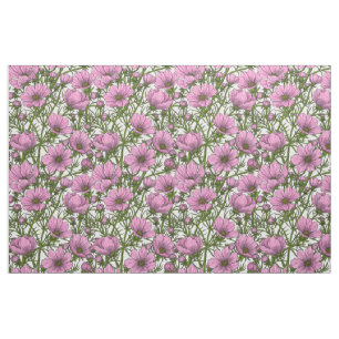 Roze Cosmos bloemen Stof