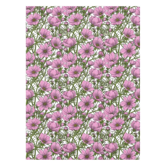 Roze Cosmos bloemen Tafelkleed (Voorkant)