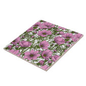 Roze Cosmos bloemen Tegeltje (Zijkant)