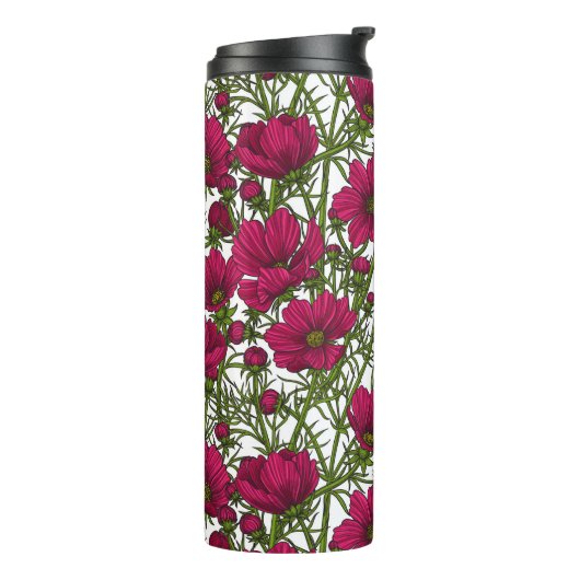 Roze Cosmos bloemen Thermosbeker (Gedraaid links)