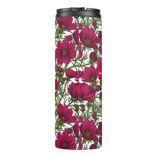 Roze Cosmos bloemen Thermosbeker (Achterkant)