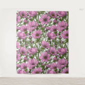Roze Cosmos bloemen Wandkleed (Voorkant)