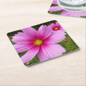 Roze Cosmos Bloemen Wilde Bloem Kartonnen Onderzetters (Schuin)