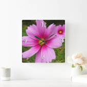Roze Cosmos Bloemen Wilde Bloem Vierkante Klok (Huis)