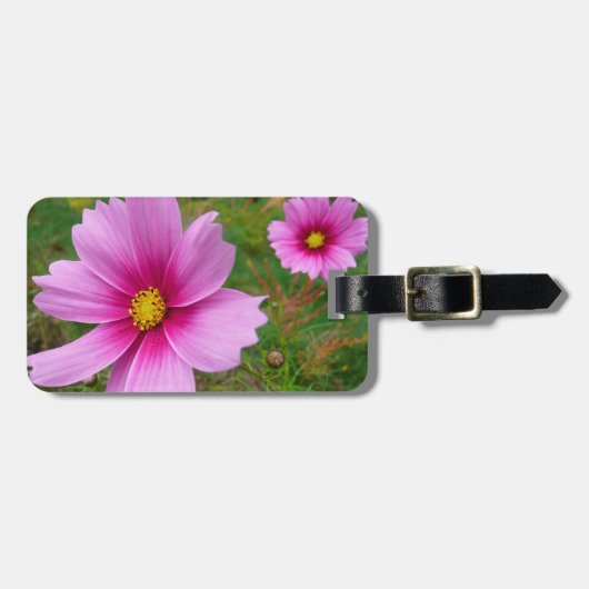 Roze Cosmos Bloemen Wilde Bloemen Bagagelabel (Voorkant horizontaal)