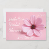 Roze Cosmos Bloemrijke Script Bruidsuitnodiging Kaart (Voorkant)