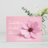 Roze Cosmos Bloemrijke Script Bruidsuitnodiging Kaart (Staand voorkant)