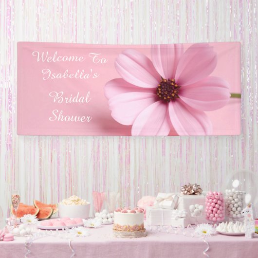 Roze Cosmos Bloemstuk Bruidsfeest Welkom Spandoek (Feest)