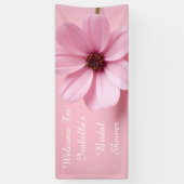 Roze Cosmos Bloemstuk Bruidsfeest Welkom Spandoek (Verticaal)