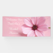 Roze Cosmos Bloemstuk Bruidsfeest Welkom Spandoek (Horizontaal)