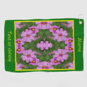 Roze Cosmos Daisy Flowers Natuur gepersonaliseerd Golfhanddoek (Horizontaal)