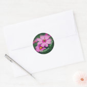 Roze Cosmos Flower Hartelijk dank Ronde Sticker (Envelop)