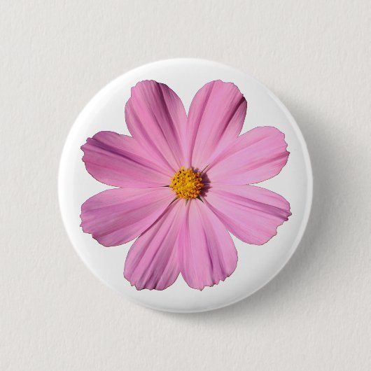 Roze Cosmos Ronde Button 5,7 Cm (Voorkant)