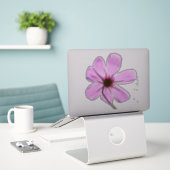 Roze Cosmos Sticker (Laptop op bureau)