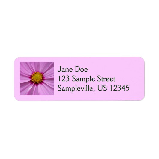 Roze Cosmos Wilde Bloem Floral Etiket (Voorkant)