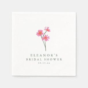 Roze Cosmos Wilde Bloem Persoonlijke Bruidsdouche Servet