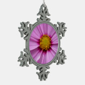 Roze Cosmos Wildflower Floral Tin Sneeuwvlok Ornament (Links)