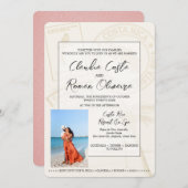 Roze Costa Rica Paspoort bruiloft uitnodiging (Voorkant / Achterkant)