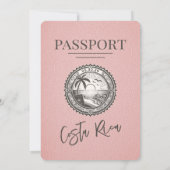 Roze Costa Rica Paspoort bruiloft uitnodiging (Achterkant)