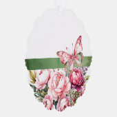 Roze Cottage Bloemen Papier Ornament Kaart (Rechts)